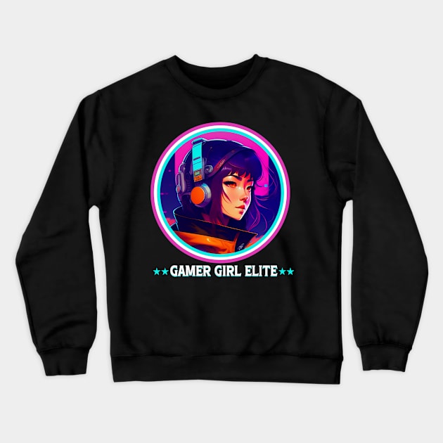 Gamer Girl Elite Crewneck Sweatshirt by QuirkyPrintShop